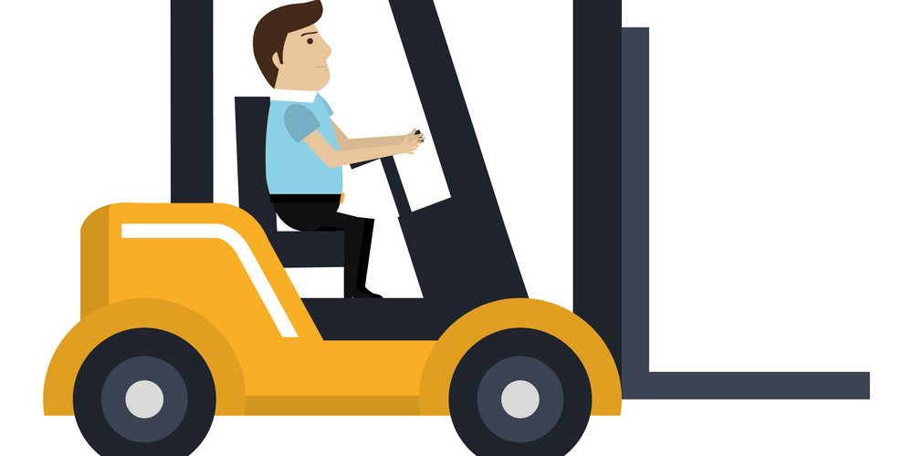 forklift vehicle with driver